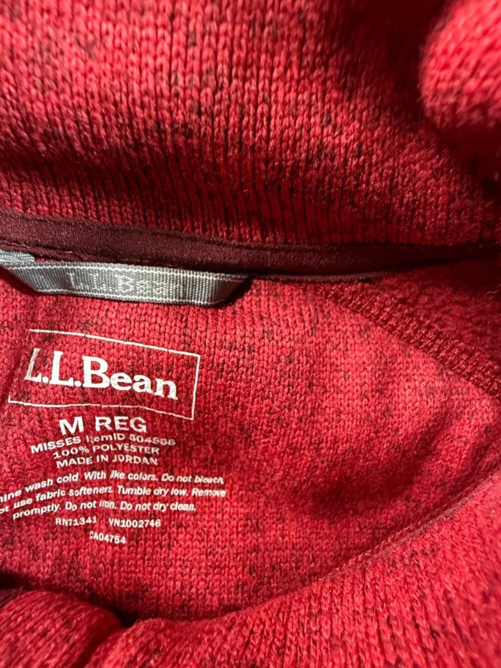LL Bean Fleece Jacket Full Zip Heather Red Womens M Outdoor Hiking Trails - Picture 2 of 5
